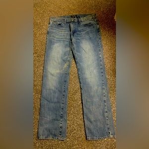 Mens Designer Guess Jeans (Lincoln Strait) size 34X32 Medium dark Denim NICE!